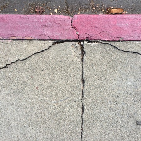 Pink Painted Curb - StreetArt, Mountain View, CA - Nov 2014